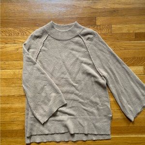 Golden Brown mock neck sweater with bell sleeves